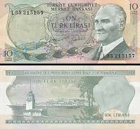 *10 Türk Lirasi Turecko 1966-75, P186 UNC - Kliknutím na obrázok zatvorte -